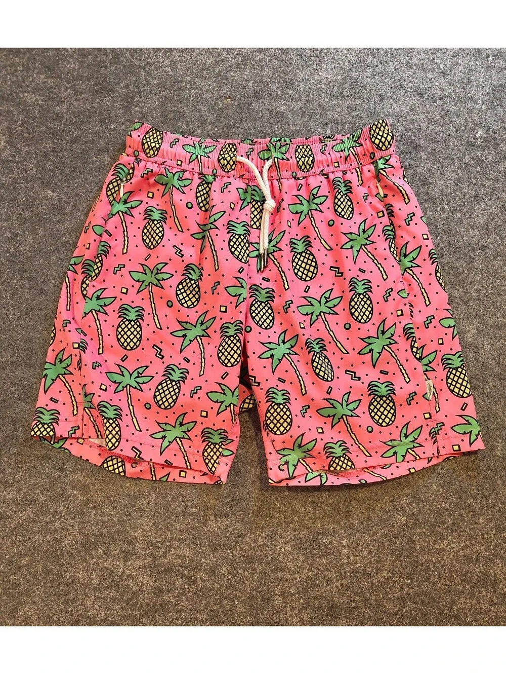 Maamgic Pineapple Palm Tree Swim Trunks XS Pink Tropical Shorts